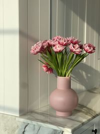 Close-up of flowers in bathroom