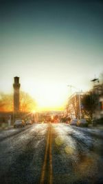 View of road at sunset