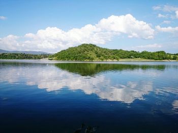 Scenic view of lake against sky