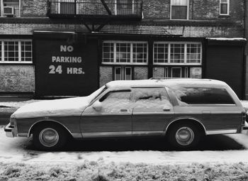 Cars parked in front of building