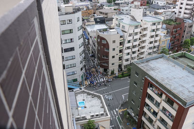 High angle view of city street