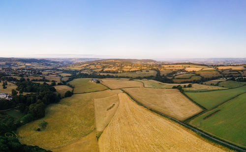 Aerial view of landscape against clear sky