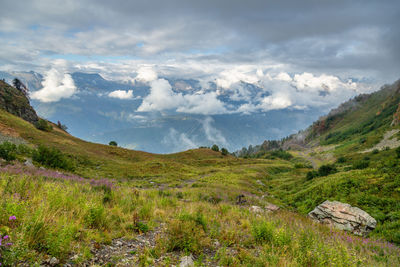 Scenic view of mountains against sky