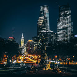 Illuminated city at night