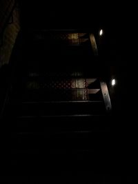 High angle view of illuminated staircase