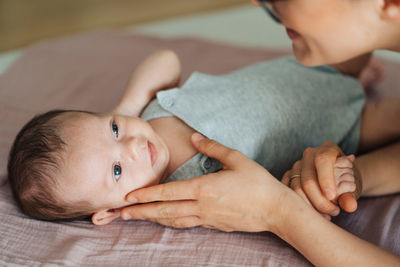 Portrait of cute baby lying down