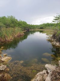 Scenic view of lake against sky