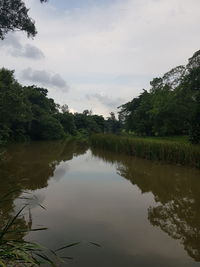 Scenic view of lake against sky