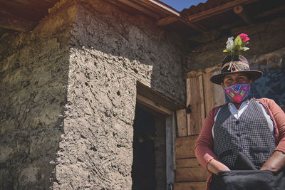 Portrait of mayan woman with typical costume, hispanic young woman with colorful traditional.