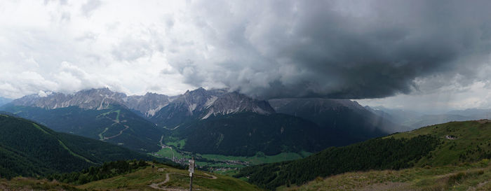 Panoramic view of mountains against sky