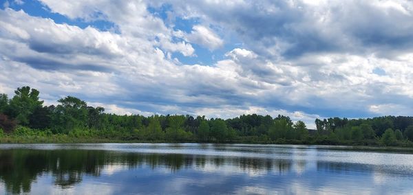 Scenic view of lake against sky