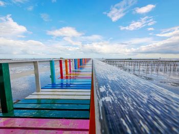 Scenic view of beach against blue sky