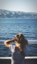 A child, a girl on a ferry, person, photography, travel, vacation, day, sea, south,europe,sailing