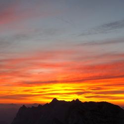 Scenic view of dramatic sky during sunset