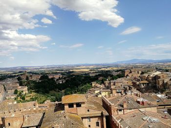 High angle view of townscape against sky