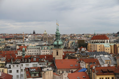 High angle view of townscape against sky