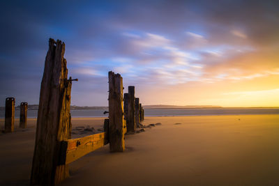 Scenic view of beach during sunset