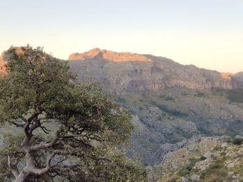 Scenic view of mountains against clear sky