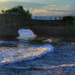 Scenic view of sea at sunset