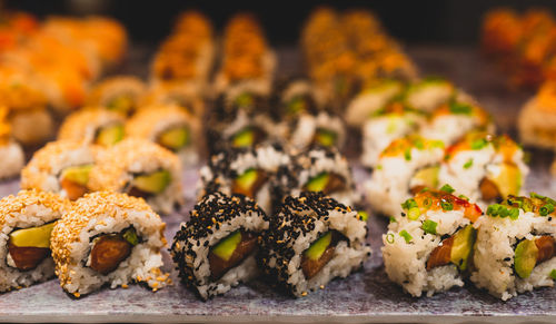 Close-up of sushi on table