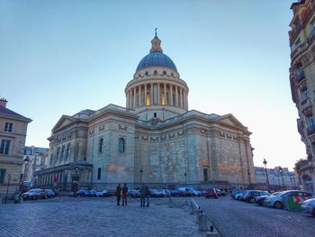 Town square against sky