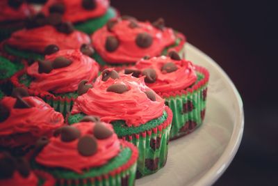 Close-up of cupcakes on table