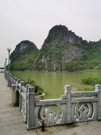 Scenic view of mountain against clear sky