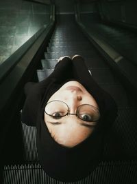 Portrait of beautiful woman in bus