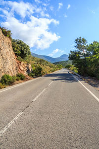 Road by trees against sky