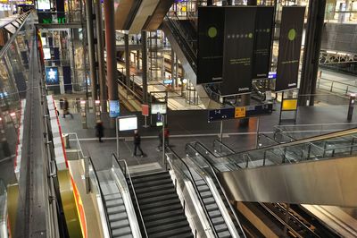 Illuminated railroad station