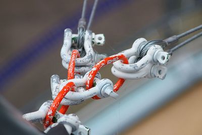 Close-up of rope tied to metal