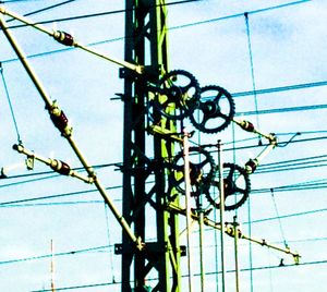 Low angle view of power lines