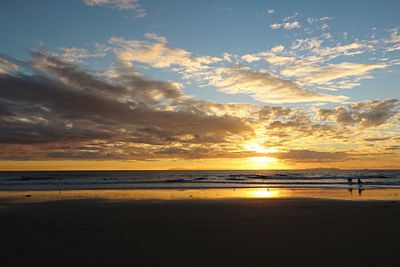 Scenic view of sea against dramatic sky