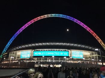 Low angle view of city at night