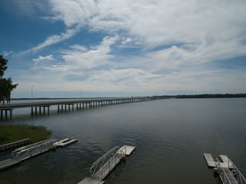 Pier over sea against sky