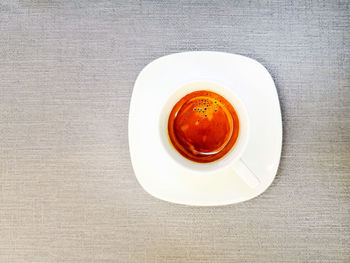 Directly above shot of tea served on table