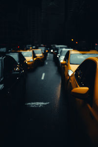 Traffic on city street at night