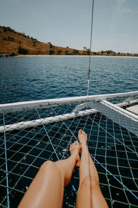 Low section of woman in boat