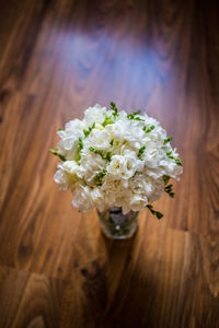 Close-up of white flowers on table