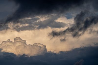 Low angle view of clouds in sky during sunset