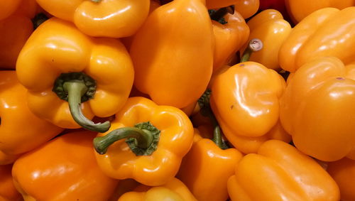 Full frame shot of bell peppers for sale at market