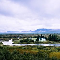 Scenic view of lake against sky