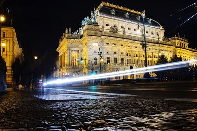 Illuminated buildings in city at night