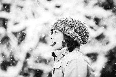 Close-up of girl in snow