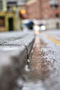 Surface level of car on street in city