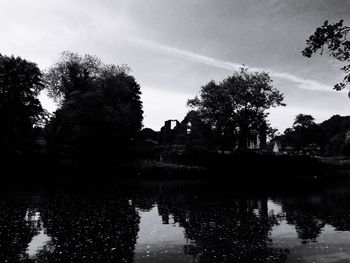 Scenic view of calm lake against sky