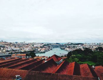 High angle view of buildings in city