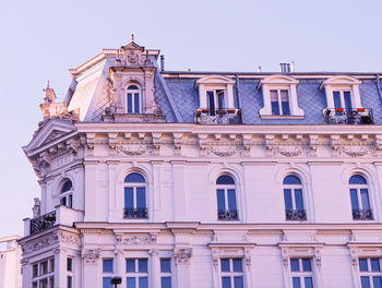 Low angle view of building against clear sky