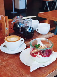 Close-up of breakfast on table