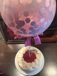 High angle view of balloons on table